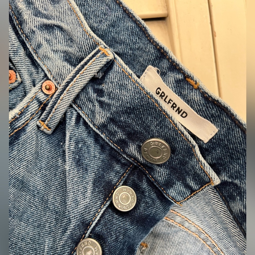 Grlfrnd long denim shorts
